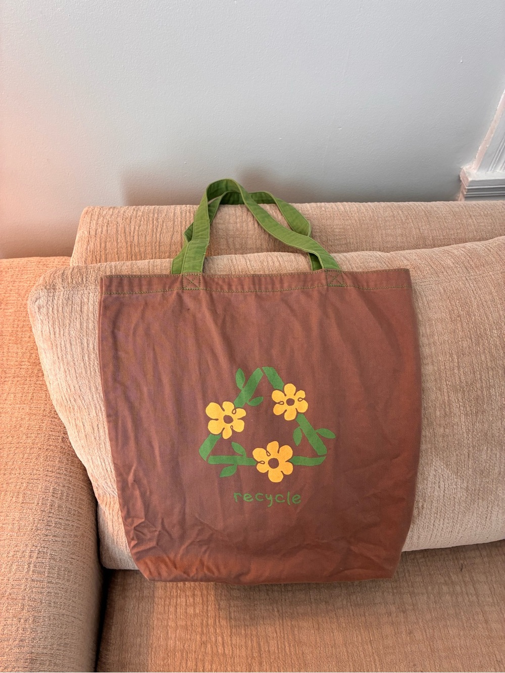 Life is Good Organic Cotton Tote w/Floral Recycle Motif